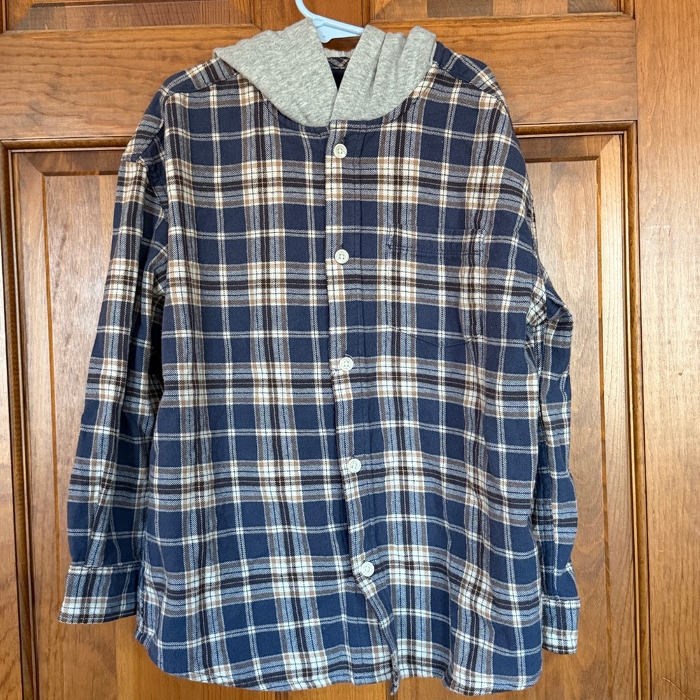 Kids Relaxed Hooded Flannel Shirt, M, Blue Ridge 

8156020010202